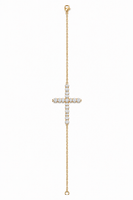 將圖片加載到圖庫查看器中， Lucera — Fine Diamond Cross Bracelet | 18K Yellow Gold