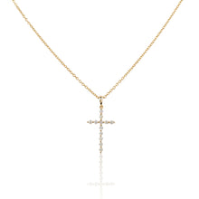 Load image into Gallery viewer, Faith -    0.27ct Mini Diamond Cross necklace/ 18K Yellow Gold