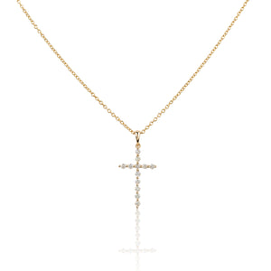 Faith -    0.27ct Mini Diamond Cross necklace/ 18K Yellow Gold