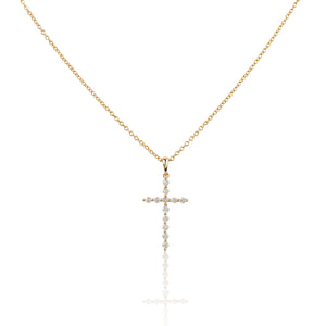<transcy>Croix en or jaune 18 carats et diamants JustLise Faith 0.26ct</transcy>
