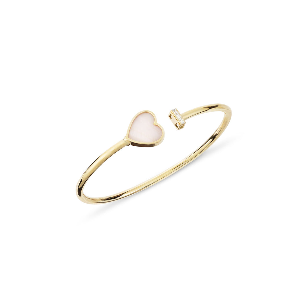 Joy- 18K Yellow Gold Bangle/ 0.10ct Diamond & Mother-Of-Pearl