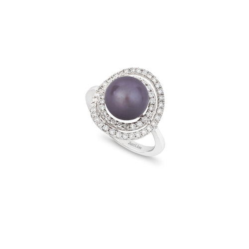 Penelope -   0.61ct/ VS Diamond Ring 18K White Gold /Tahitian South Sea