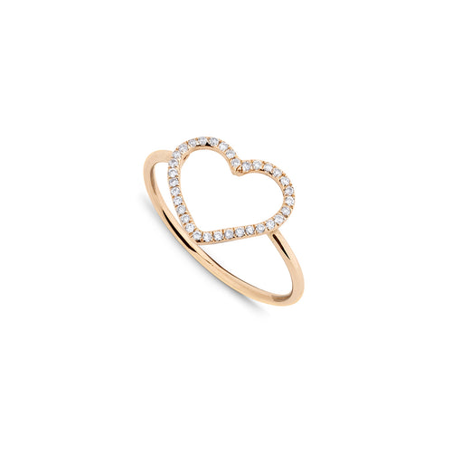 Eve - 0.10ct Diamond ring/ 18K Rose Gold Pave Diamond Heart