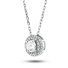 Load image into Gallery viewer, JustLise  -   0.75ct/ VS Diamond Halo Necklace/ 18K White Gold