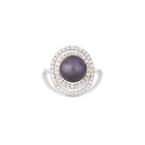Penelope -   0.61ct/ VS Diamond Ring 18K White Gold /Tahitian South Sea